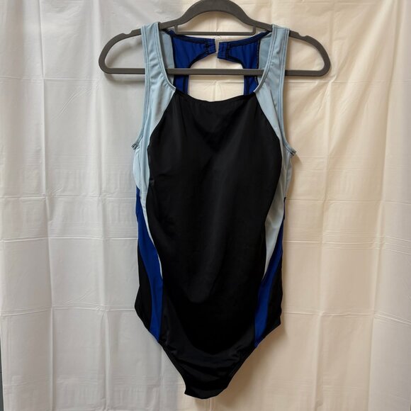 Inches Off One Piece Swimsuit Plus 16 Blue Racer Back Tummy Control Slimming - Picture 1 of 12